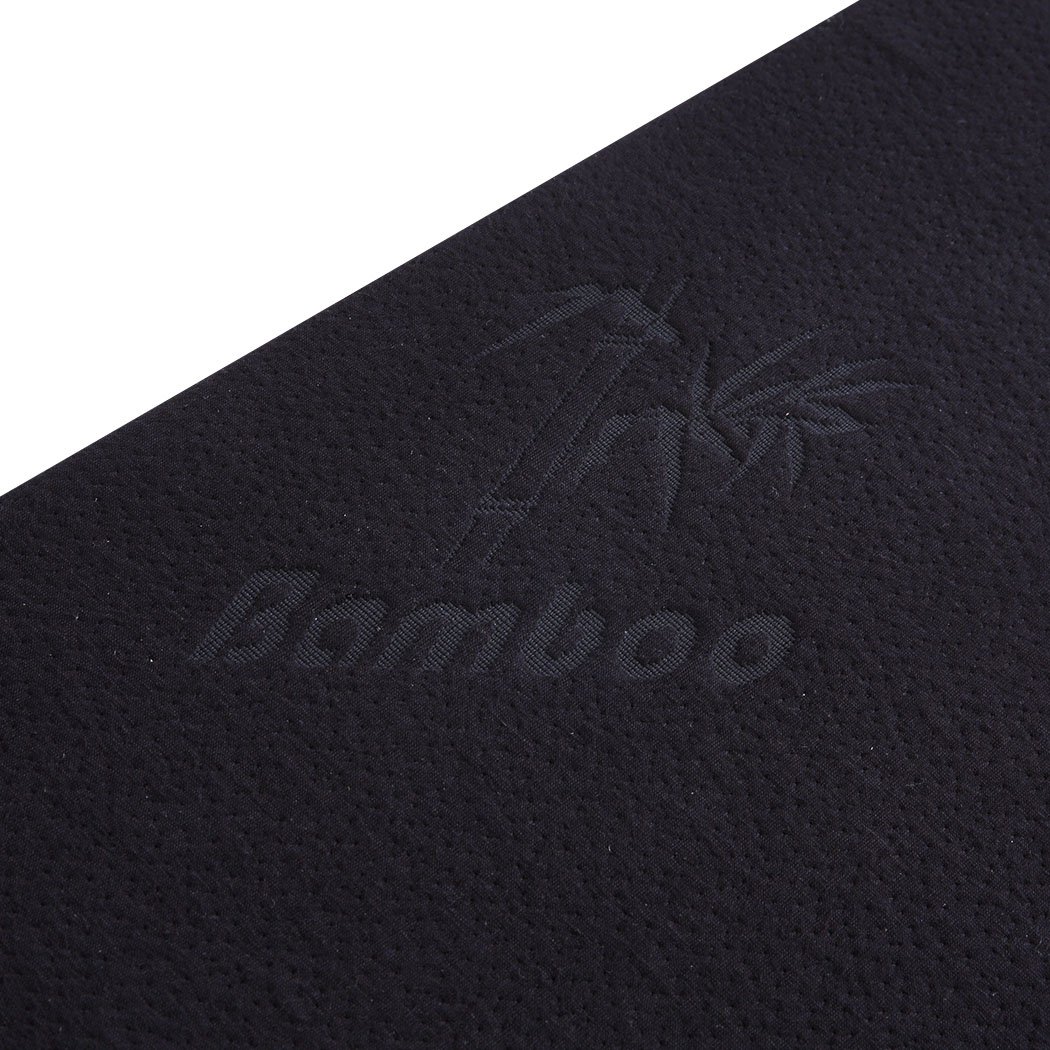 Cool Gel Memory Foam Bed Wedge Pillow with a black bamboo fiber cover, designed for neck and back support, showcasing its unique wedge shape.