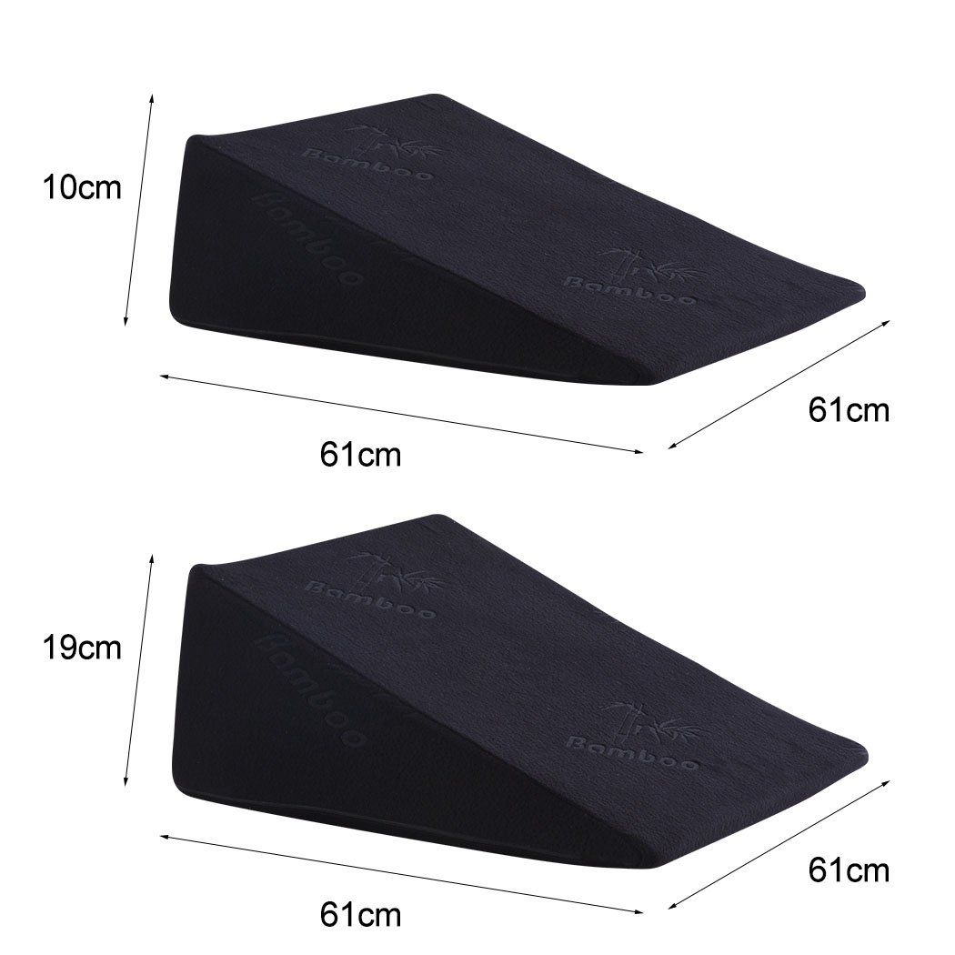 Cool Gel Memory Foam Bed Wedge Pillow in black with a removable cover, designed for neck and back support.