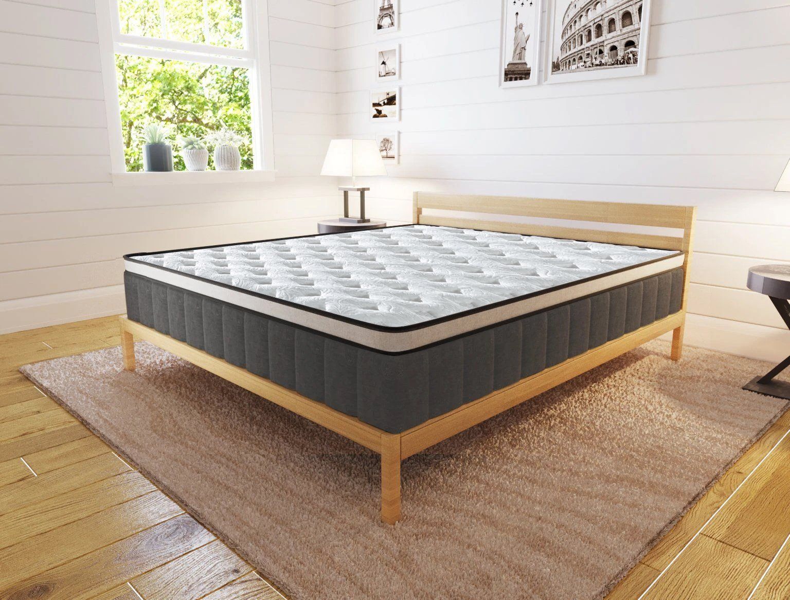 Cooling Gel Hepta-Zone Hybrid Tri-Foam Spring Euro Mattress showcasing its luxurious design and comfort features.