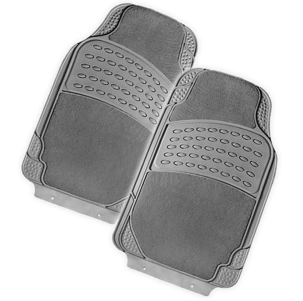 COLOSSUS 2-Piece Car Mat in Grey, featuring rubber and carpet materials, designed for durability and easy cleaning.