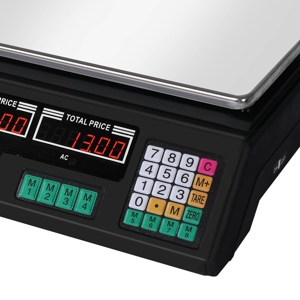 Commercial Digital Kitchen Scale with LCD display, stainless steel platform, and adjustable feet for precise food weighing up to 40KG.
