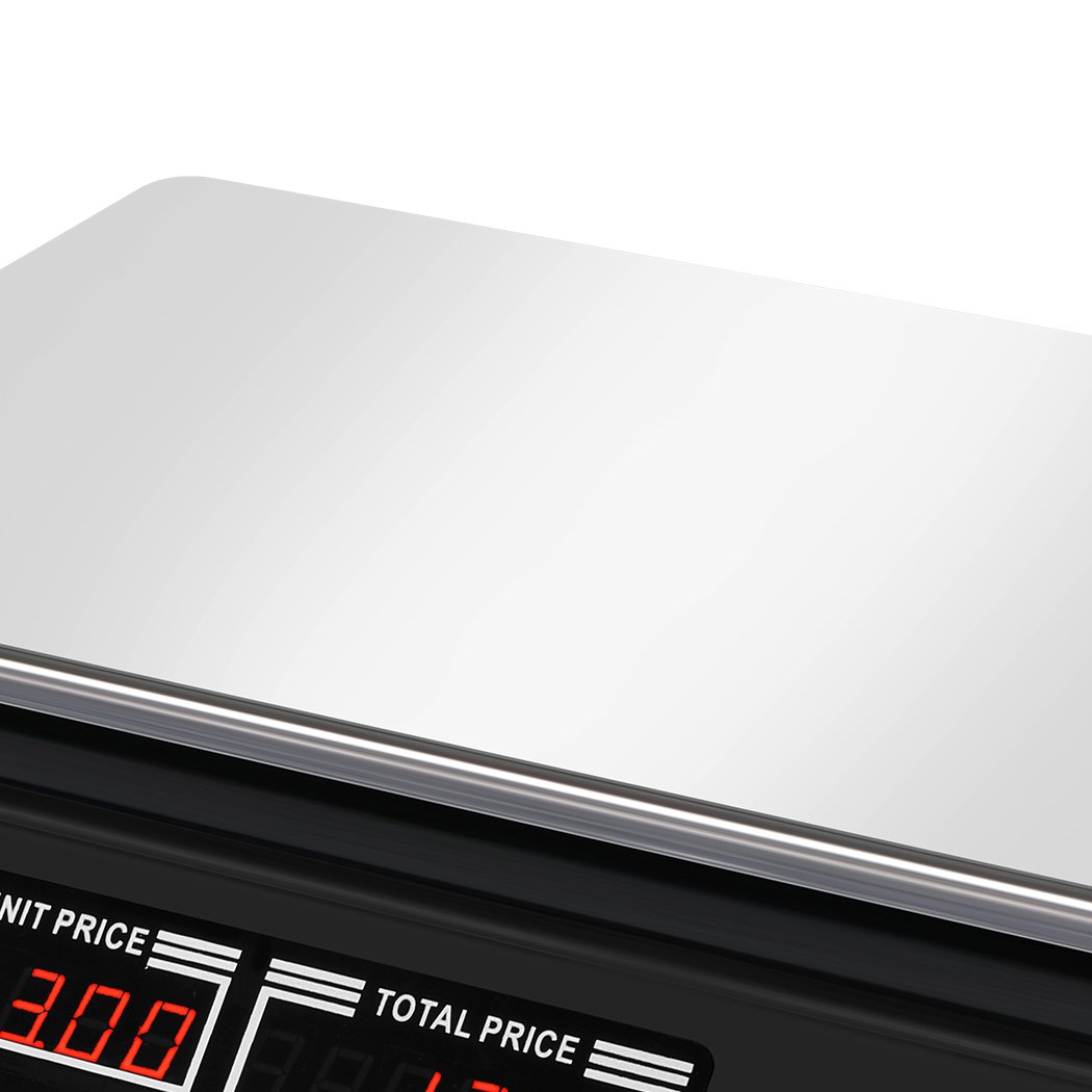 Commercial Digital Kitchen Scale with LCD display, stainless steel platform, and adjustable feet for precise food weighing up to 40KG.