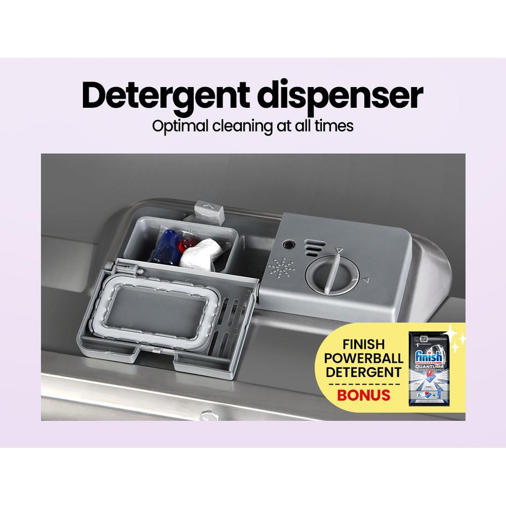 Comfee Benchtop Dishwasher in silver color, showcasing its compact design and LED display.