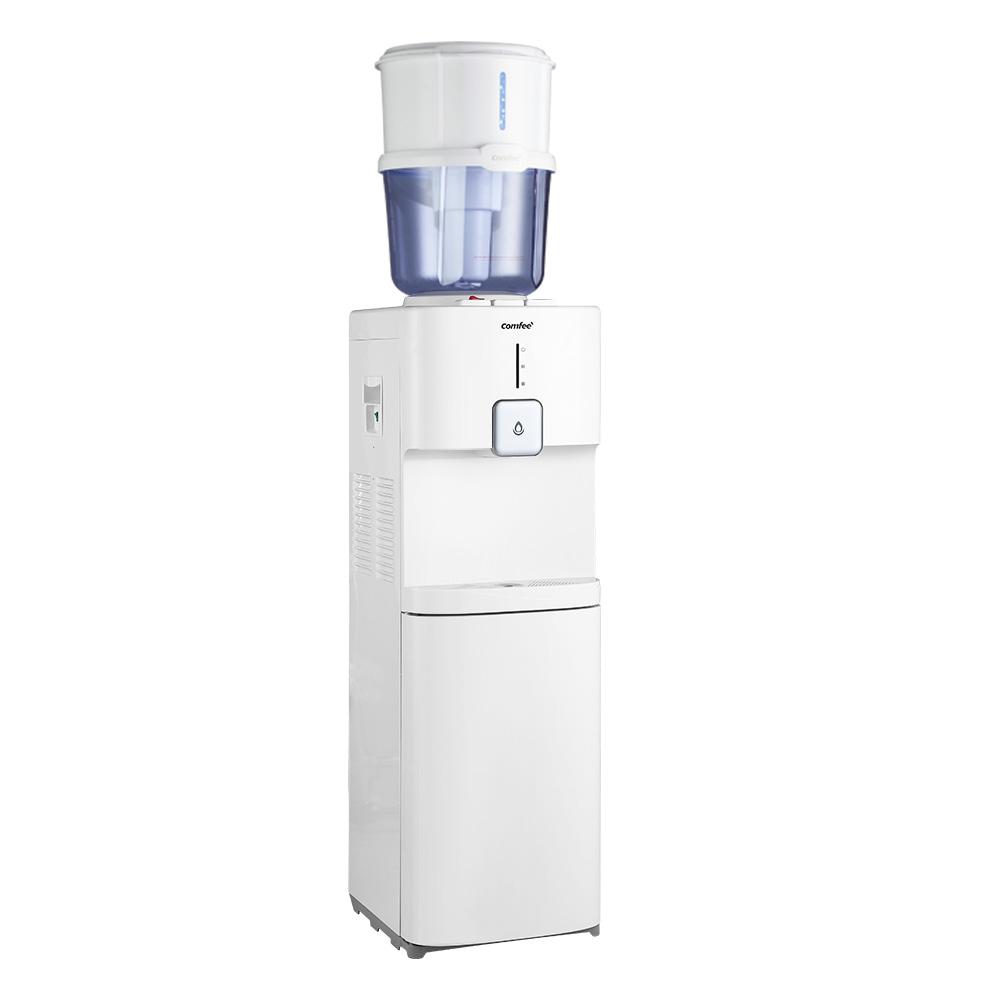 Comfee Water Cooler Dispenser with hot and cold water options, featuring a 15L water purifying bottle and a sleek design.