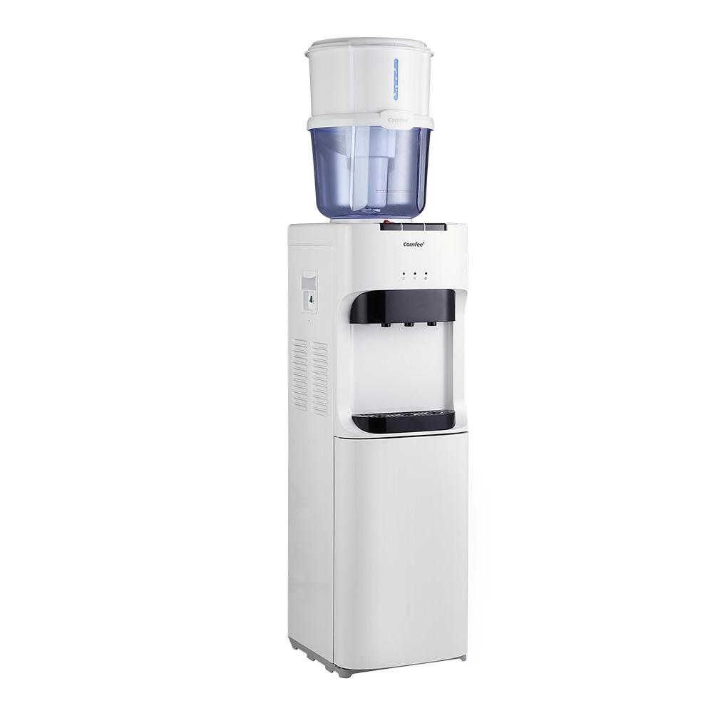 Comfee Water Dispenser Cooler with 15L filter chiller and purifier, featuring three taps for hot, cold, and room temperature water.