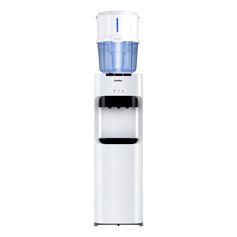 Comfee Water Dispenser Cooler with 15L filter chiller and purifier, featuring three taps for hot, cold, and room temperature water.