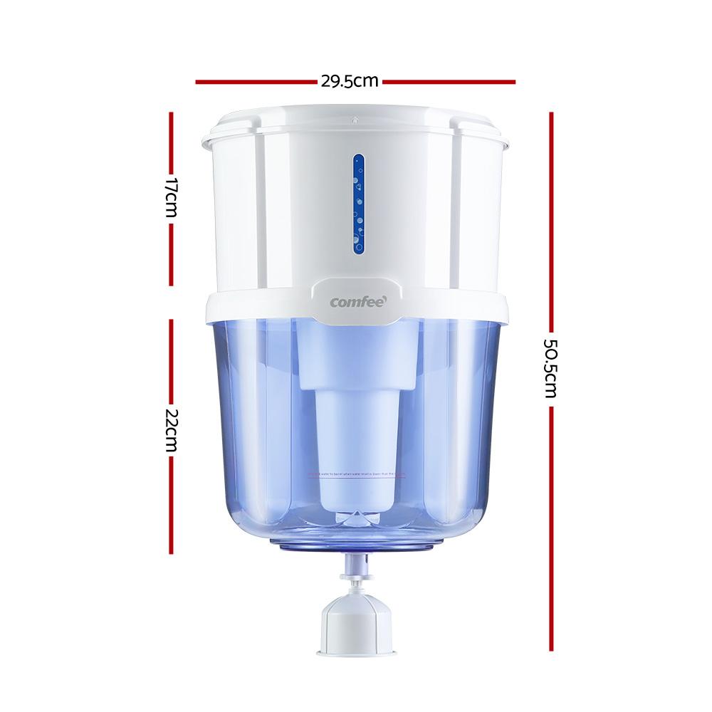 Comfee Water Purifier Dispenser with a 15L capacity, featuring a removable lid and eco-friendly design, ideal for clean water access.