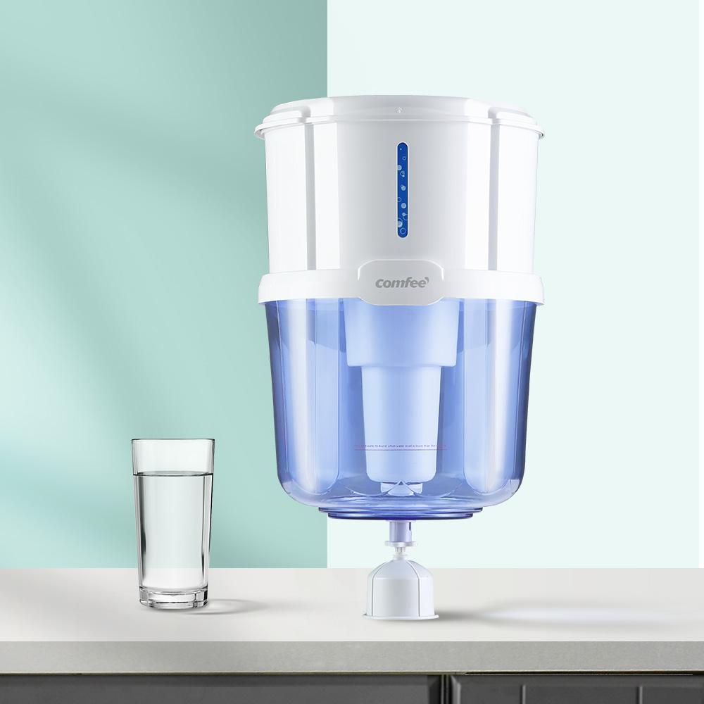 Comfee Water Purifier Dispenser with a 15L capacity, featuring a removable lid and eco-friendly design, ideal for clean water access.