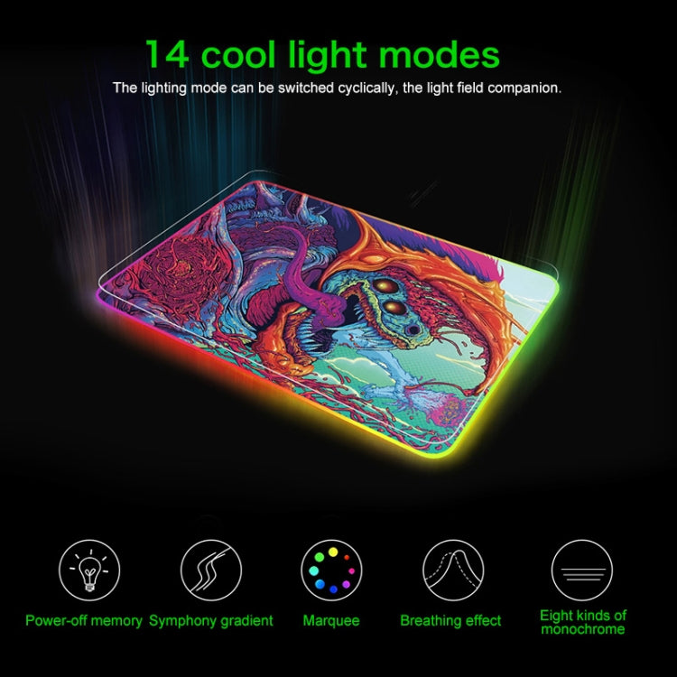 Computer Monster Pattern Illuminated Mouse Pad with vibrant colors and non-slip rubber base, ideal for gaming.