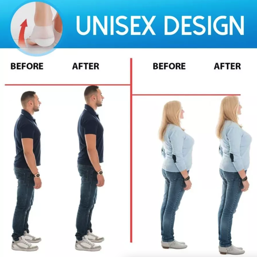 Concealed Footbed Enhancers Invisible Height Increase Silicone Insoles, designed for comfort and height increase, suitable for all adult shoes.