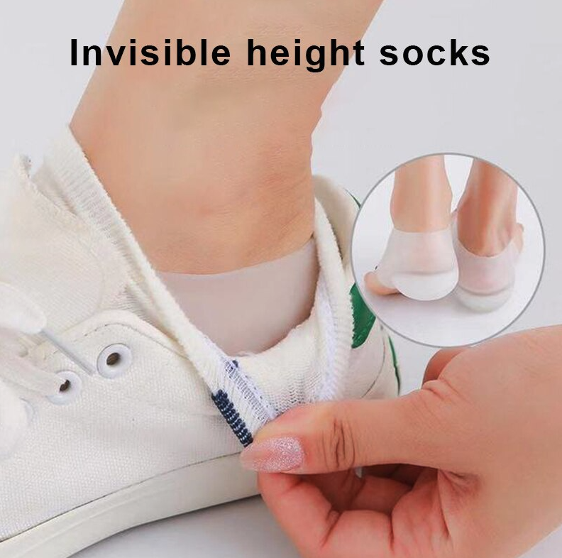 Concealed Footbed Enhancers Invisible Height Increase Silicone Insoles, designed for comfort and height increase, suitable for all adult shoes.