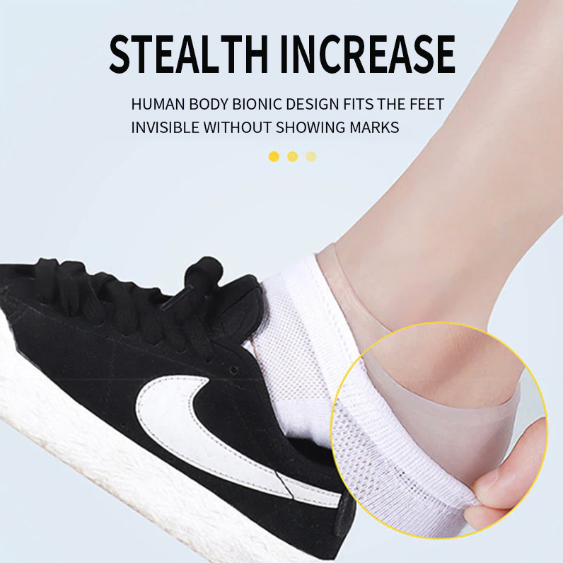 Concealed Footbed Enhancers Invisible Height Increase Silicone Insoles, designed for comfort and height increase, suitable for all adult shoes.