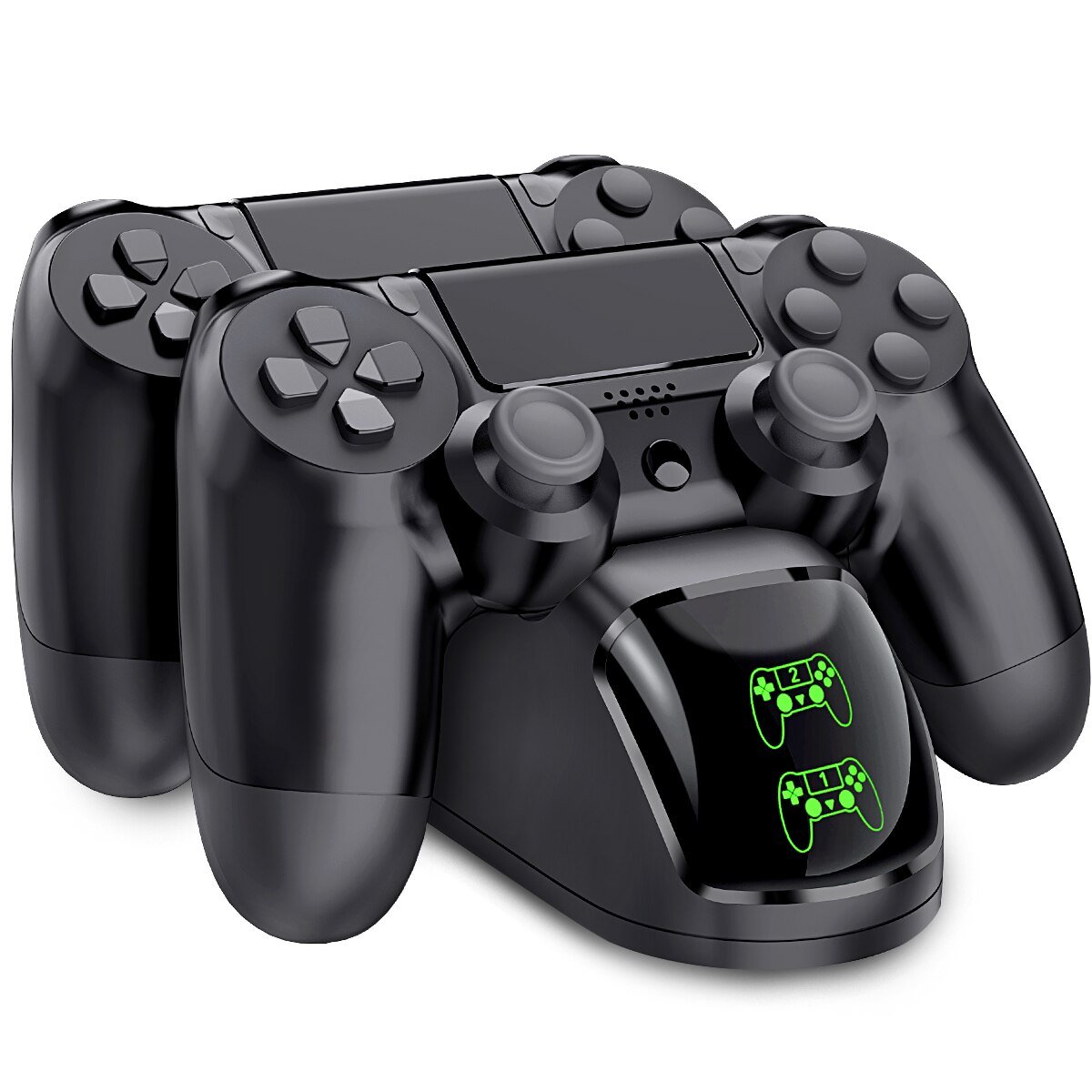 Controller Charger Stand for PS4 with dual dock for fast charging, designed for PlayStation 4, Slim, and Pro models.