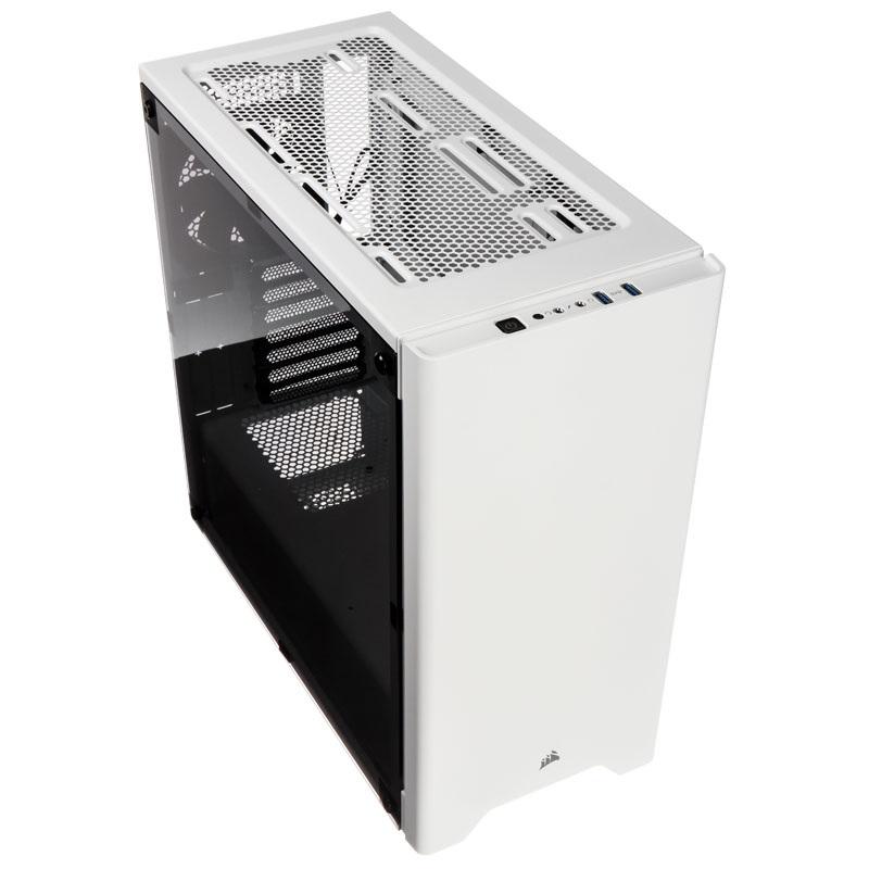 Corsair Carbide 275R White ATX Mid-Tower Case with edge-to-edge window and minimalist design.