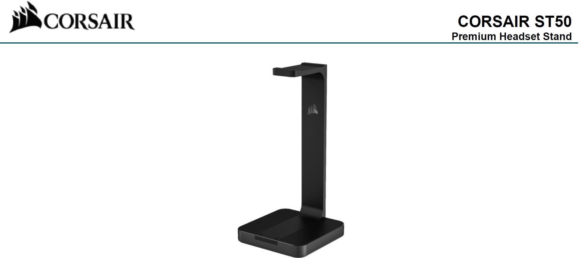 Corsair Gaming ST50 Headset Stand made of durable anodized aluminum with a sleek black finish and non-slip rubberized base.