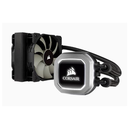 CORSAIR H75v2 120mm High Performance Liquid CPU Cooler with white LED-lit pump head and dual 120mm fans.