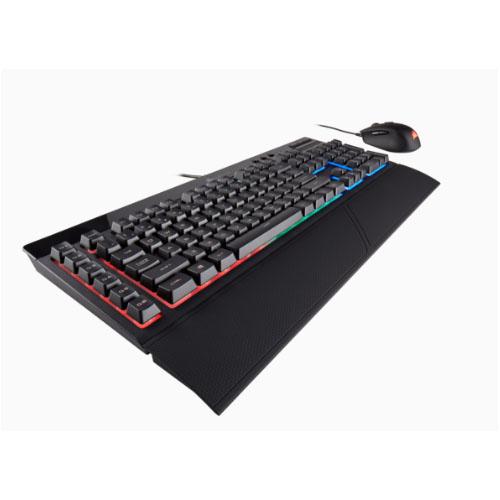 CORSAIR K55 RGB Gaming Keyboard and HARPOON RGB Gaming Mouse Combo showcasing dynamic RGB lighting and ergonomic design.