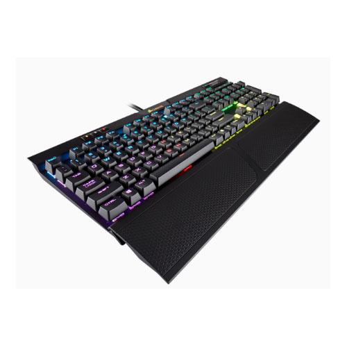 CORSAIR K70 MK.2 RGB Gaming Keyboard with Cherry MX Brown switches and customizable RGB lighting, featuring a durable aluminum frame and detachable wrist rest.