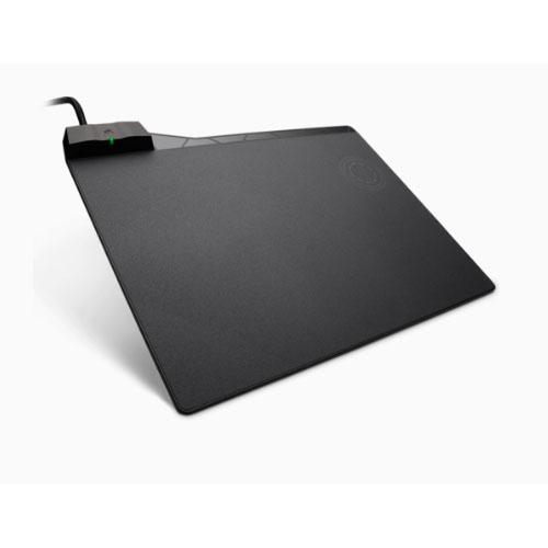 Corsair MM1000 Qi Wireless Charging Mouse Pad with USB 3.0 pass-through, featuring a micro-textured surface and LED charging indicator.