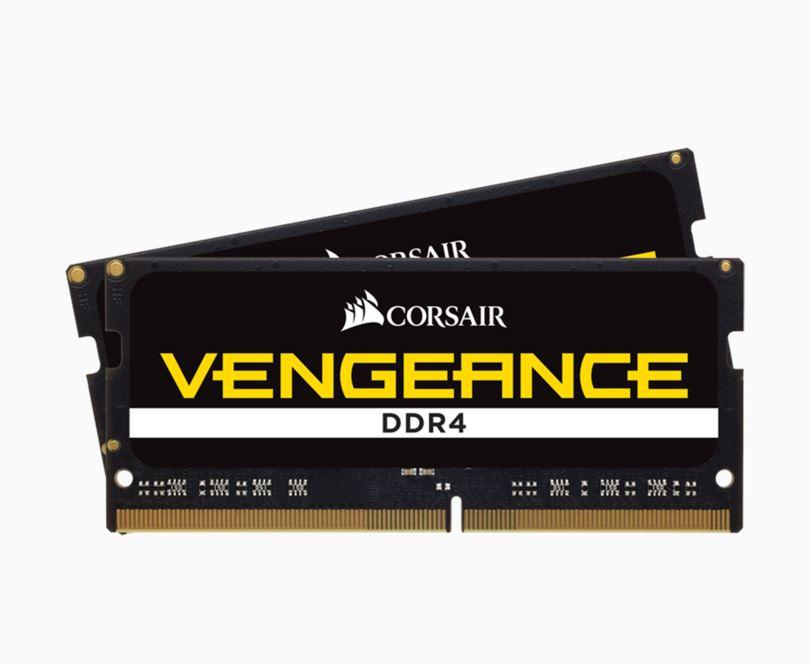 CORSAIR Vengeance 64GB DDR4 SODIMM RAM modules, featuring two 32GB sticks designed for high performance in laptops.