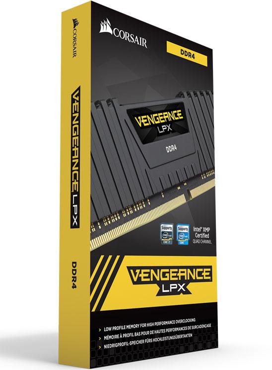CORSAIR Vengeance LPX 16GB DDR4 3600MHz memory modules with black heat spreader, designed for high-performance gaming.