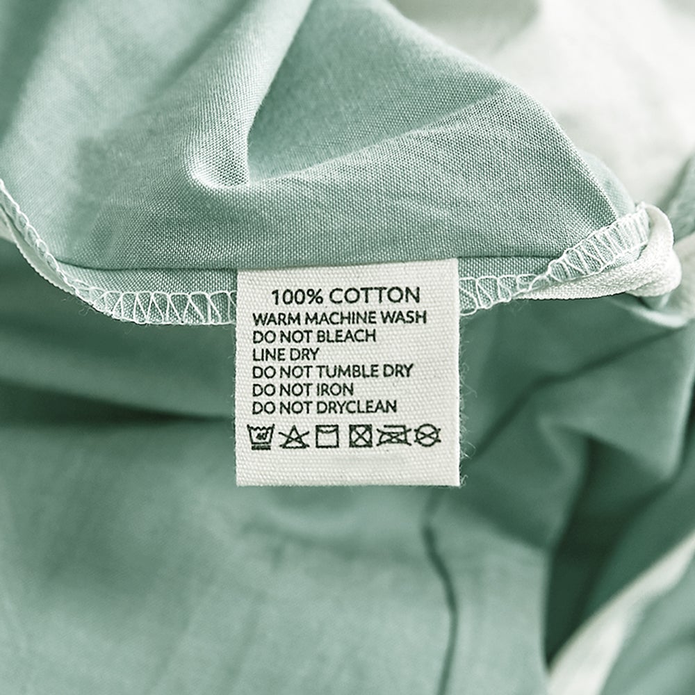 Cosy Club Duvet Cover Quilt Set in Essential Green, featuring soft washed cotton fabric and elegant textured design.