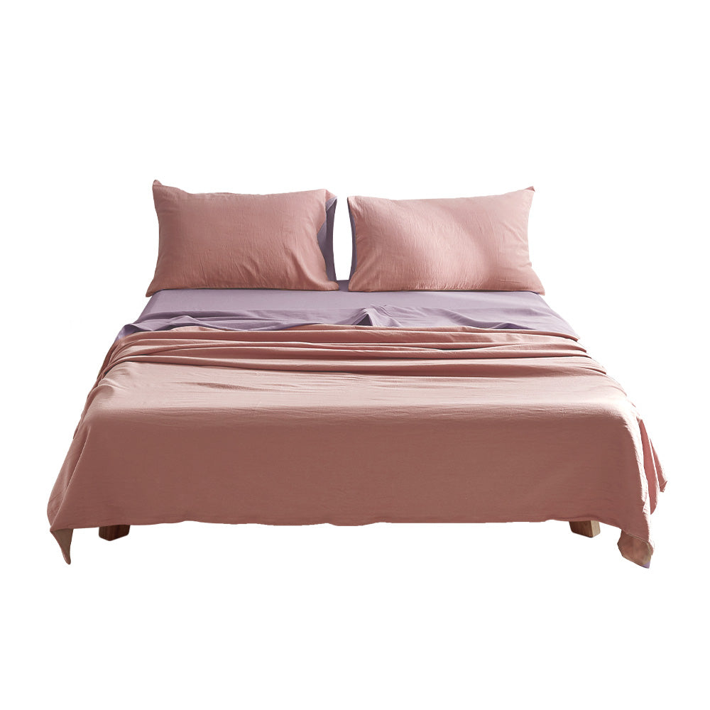 Cosy Club 100% Cotton Queen Sheet Set featuring a flat sheet, fitted sheet, and pillowcase in a soft, breathable fabric.