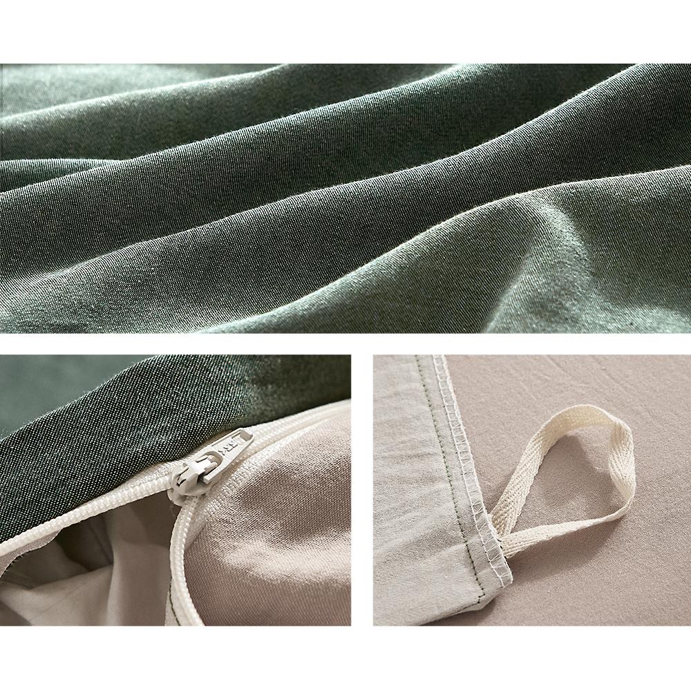 Cosy Club Double Green Beige Cotton Sheet Set featuring a soft texture and two-tone design, perfect for enhancing bedroom decor.