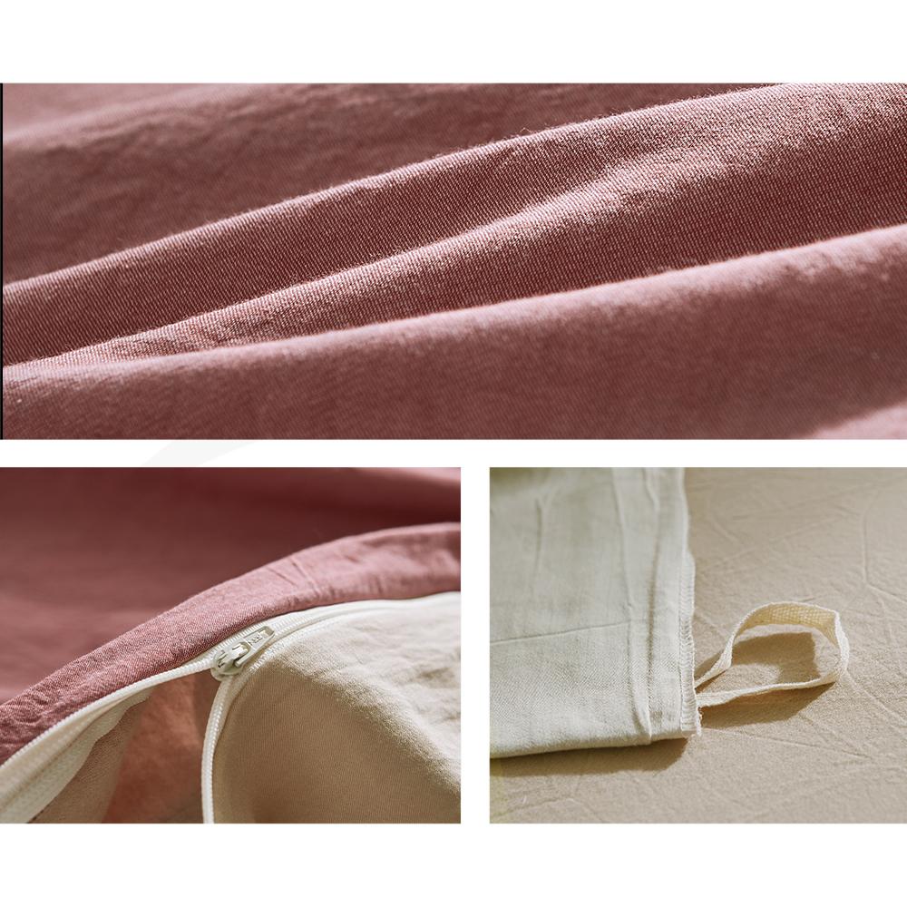 Cosy Club Cotton Sheet Set in Red Beige, featuring a soft texture and two-tone design, perfect for single beds.