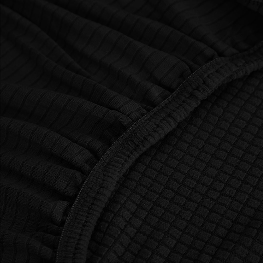Black Couch Stretch Sofa Lounge Cover Protector Slipcover for 2 Seater, showcasing its high stretch material and well-stitched edges.