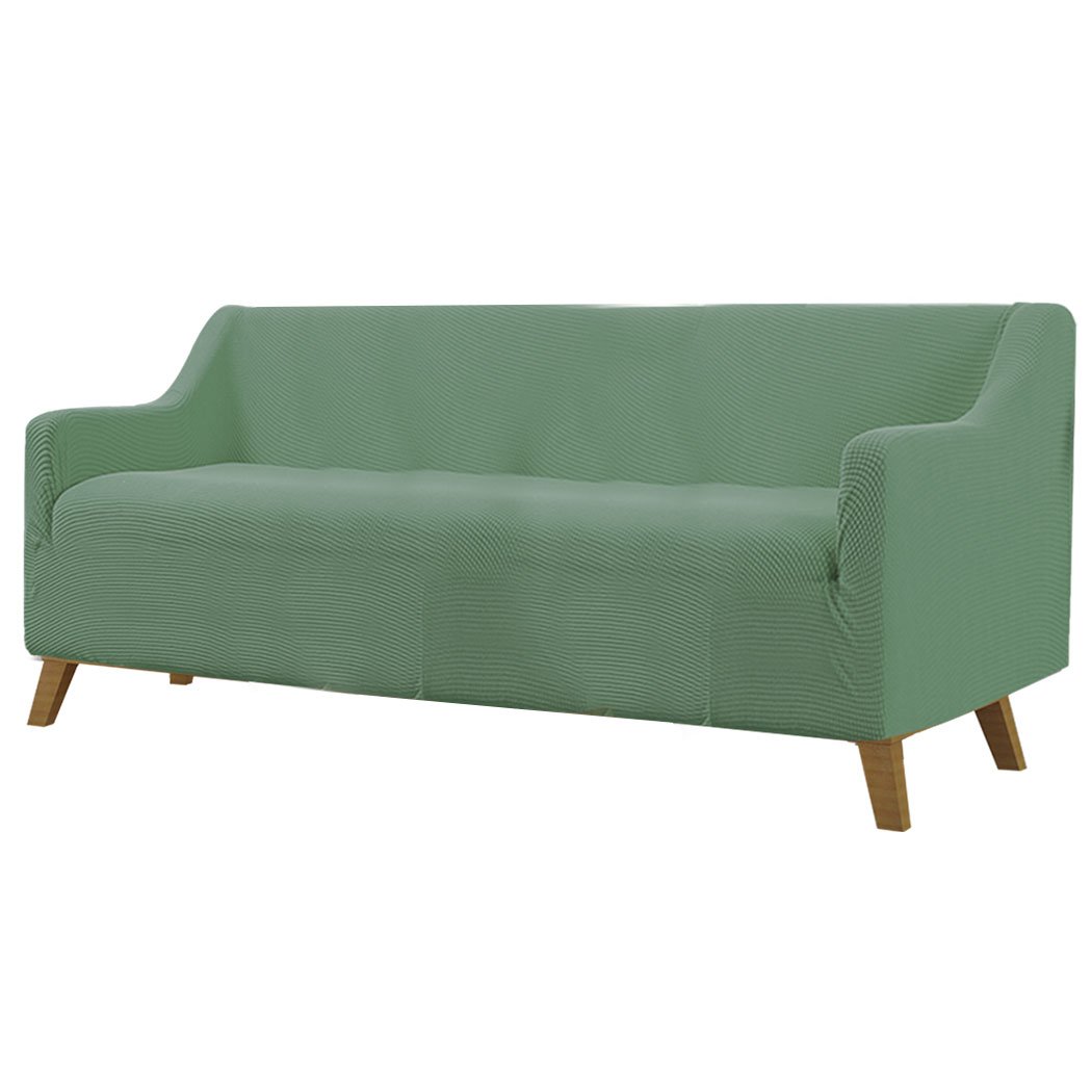 Cyan Couch Stretch Sofa Lounge Cover Protector Slipcover for 4-seater sofa, showcasing its high stretch material and well-stitched edges.