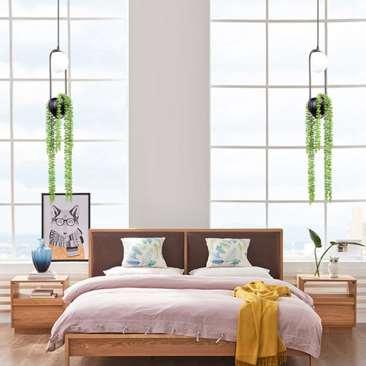 Creative Living Room Restaurant Cafe LED Lamp featuring a plant design with iron art pendant, adjustable hanging wire, and modern aesthetic.