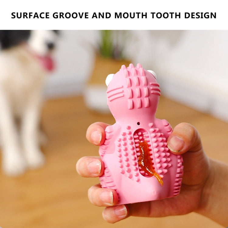 A vibrant crocodile-shaped pet toy made of durable rubber, designed for dogs to chew and play with, featuring grooves for dental cleaning.