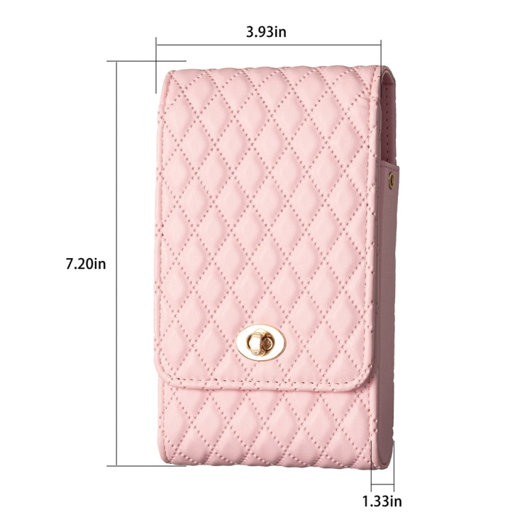Crossbody PU Vertical BFB01 Shoulder Phone Bag in Pink, featuring adjustable strap and spacious design for mobile phones and essentials.