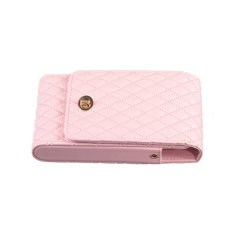 Crossbody PU Vertical BFB01 Shoulder Phone Bag in Pink, featuring adjustable strap and spacious design for mobile phones and essentials.