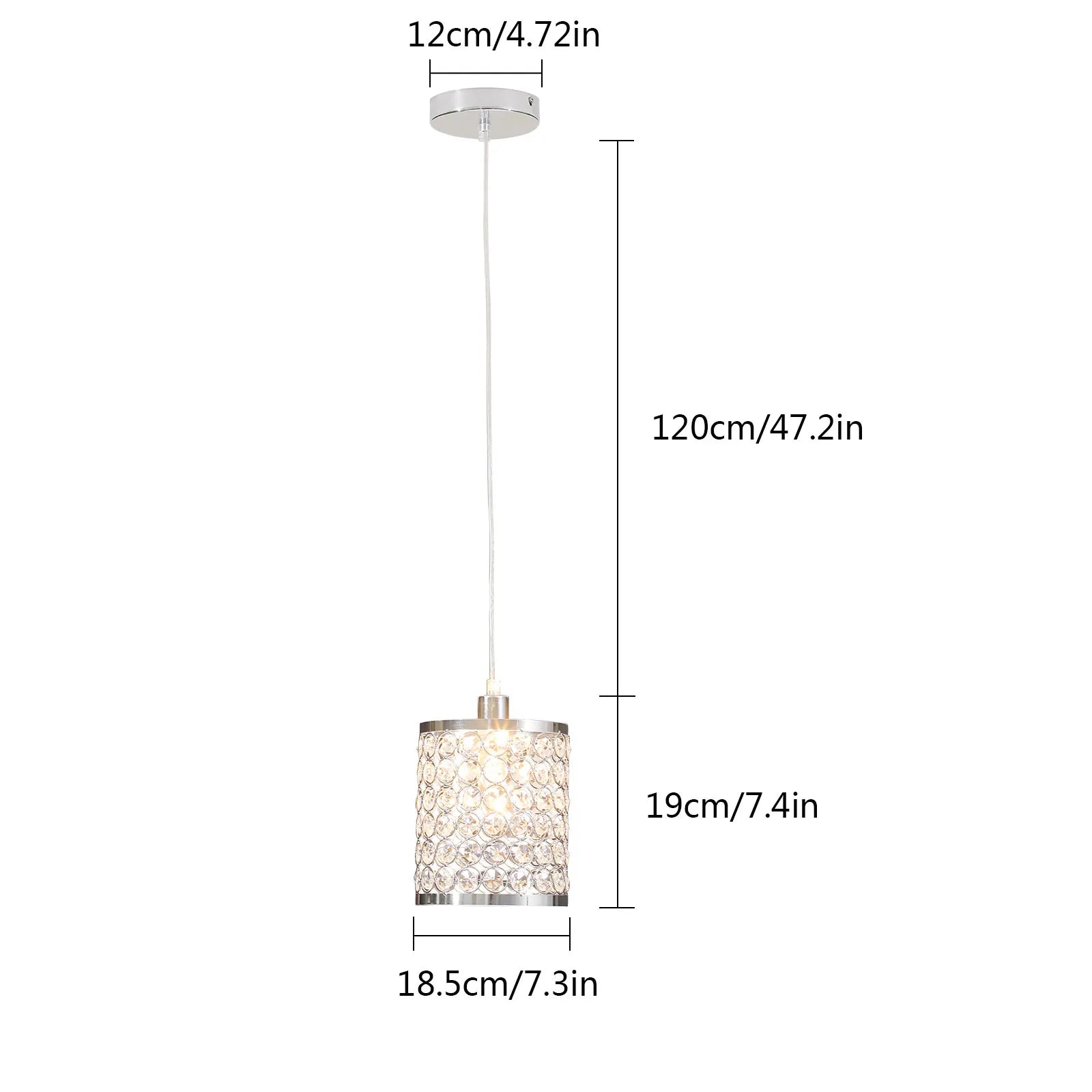 Elegant crystal pendant light with adjustable cord, perfect for modern kitchen islands.
