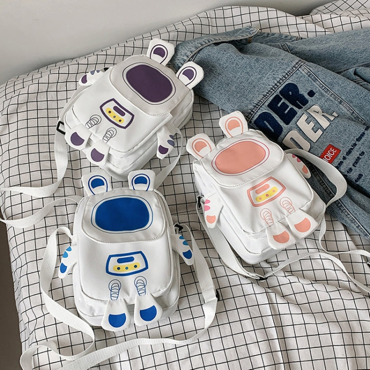 Cute pink cartoon student crossbody bag with adjustable shoulder strap, made of durable nylon, perfect for kids.