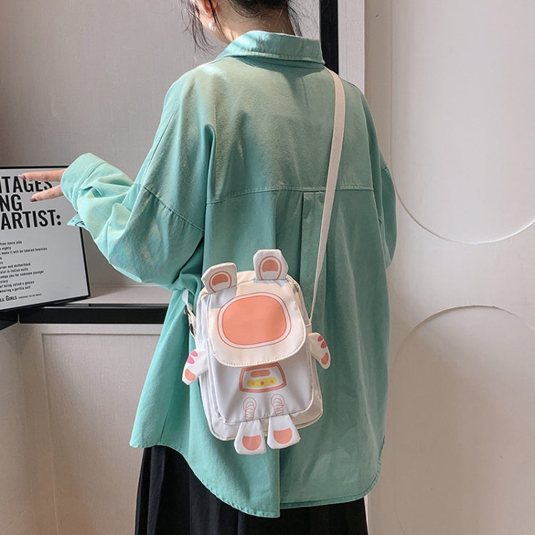 Cute pink cartoon student crossbody bag with adjustable shoulder strap, made of durable nylon, perfect for kids.