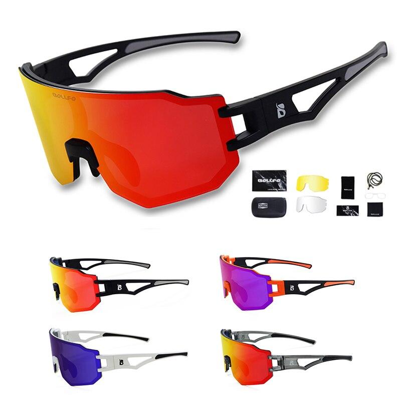 A pair of stylish photochromic cycling sunglasses designed for men and women, featuring UV protection and a lightweight frame.