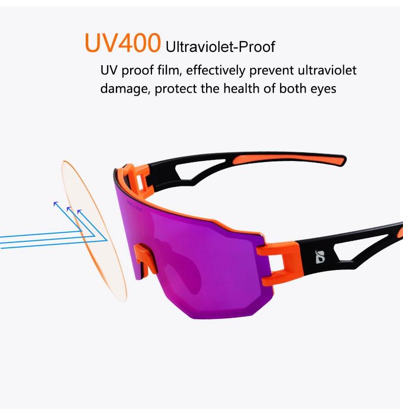 A pair of stylish photochromic cycling sunglasses designed for men and women, featuring UV protection and a lightweight frame.