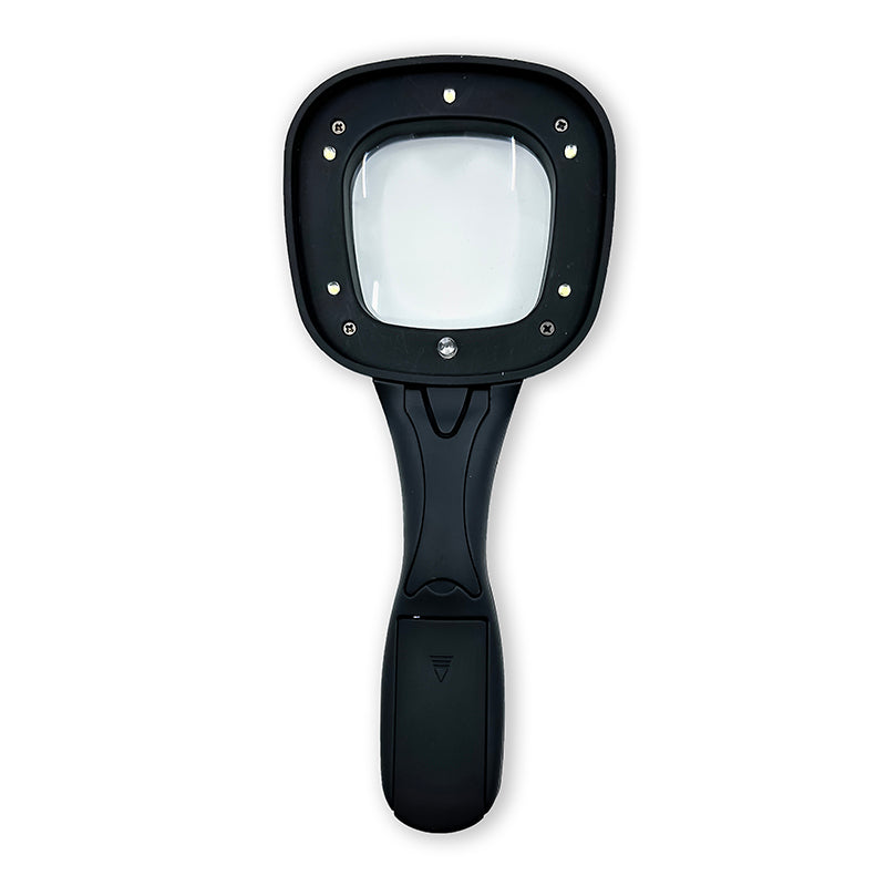 Cyclop-UV™ 5 LED Magnifier with UV Detection Light, showcasing its ergonomic design and integrated kickstand.