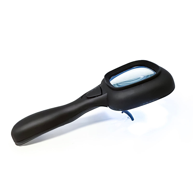 Cyclop-UV™ 5 LED Magnifier with UV Detection Light, showcasing its ergonomic design and integrated kickstand.