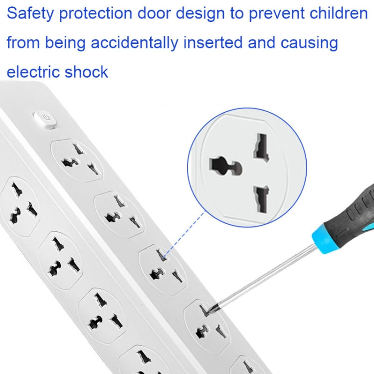 D15 2m 3000W vertical socket with 10 plugs, PD, and 3 USB ports, featuring a child protection safety door and durable design.