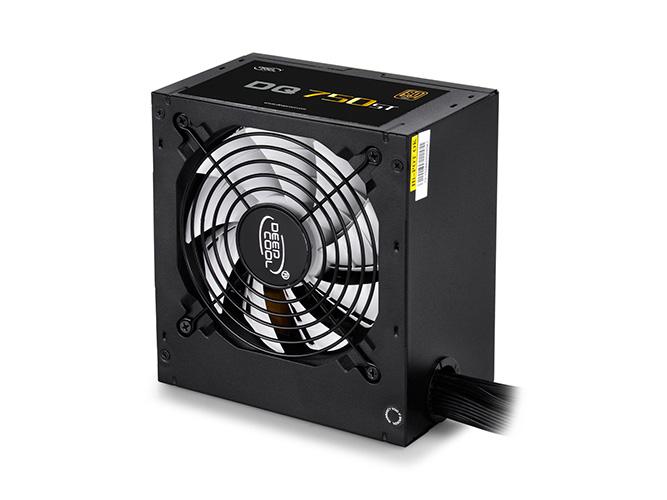 DEEPCOOL DQ750ST 80 PLUS GOLD 750W PSU with a sleek design and 120mm fan, showcasing its advanced cooling and efficiency features.