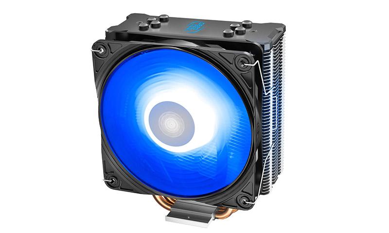 DEEPCOOL Gammaxx GT V2 RGB CPU Cooler for Intel with black top cover and RGB lighting.