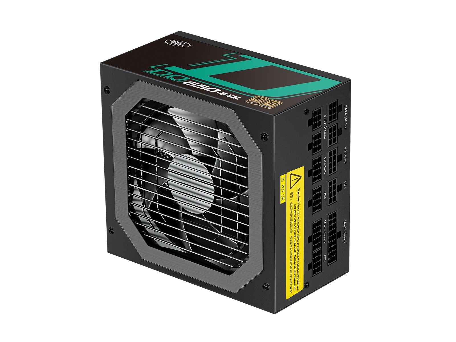 DEEPCOOL GamerStorm DQ650-M-V2L Fully Modular 650W Power Supply with flat cables and 80 PLUS Gold certification.