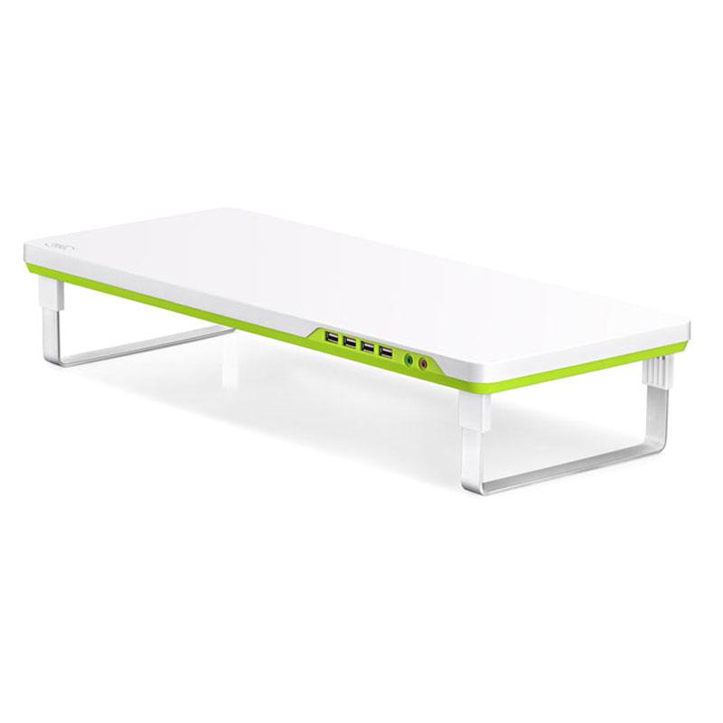 Deepcool M-Desk F1 ergonomic monitor stand with adjustable height and USB ports, supporting monitors up to 27 inches.