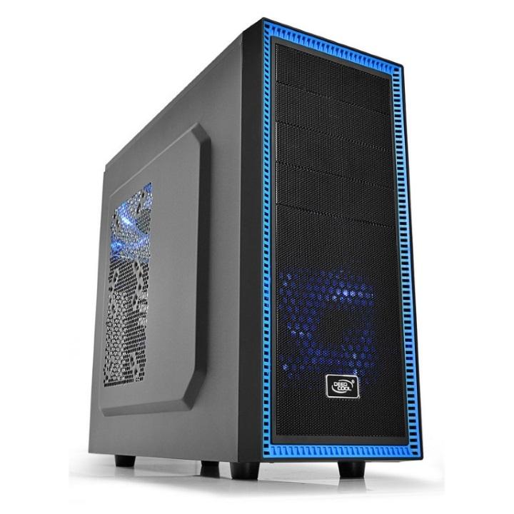 DEEPCOOL Tesseract BF Mid Tower Case in black with a sleek design and one pre-installed 120mm fan.