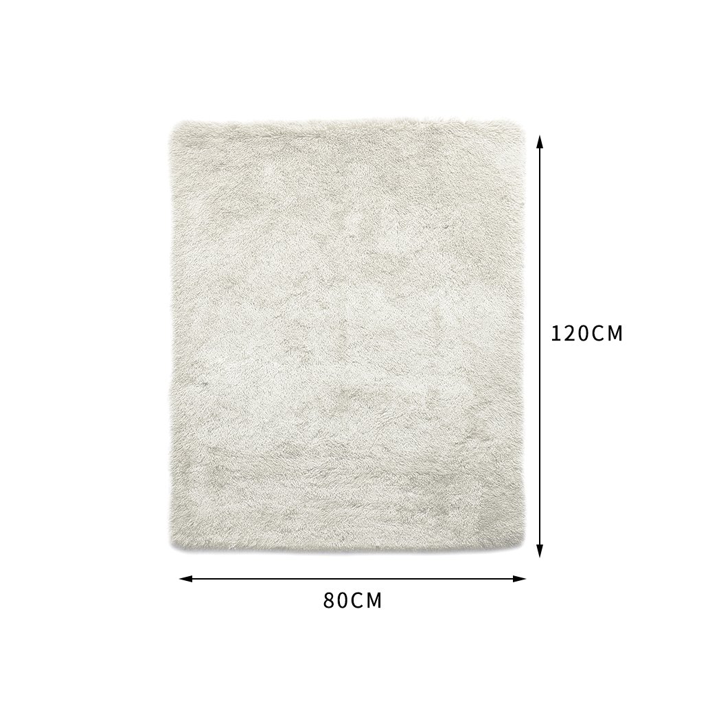 Designer Soft Shag Shaggy Floor Confetti Rug in cream color, showcasing its plush texture and non-slip silicone bottom.