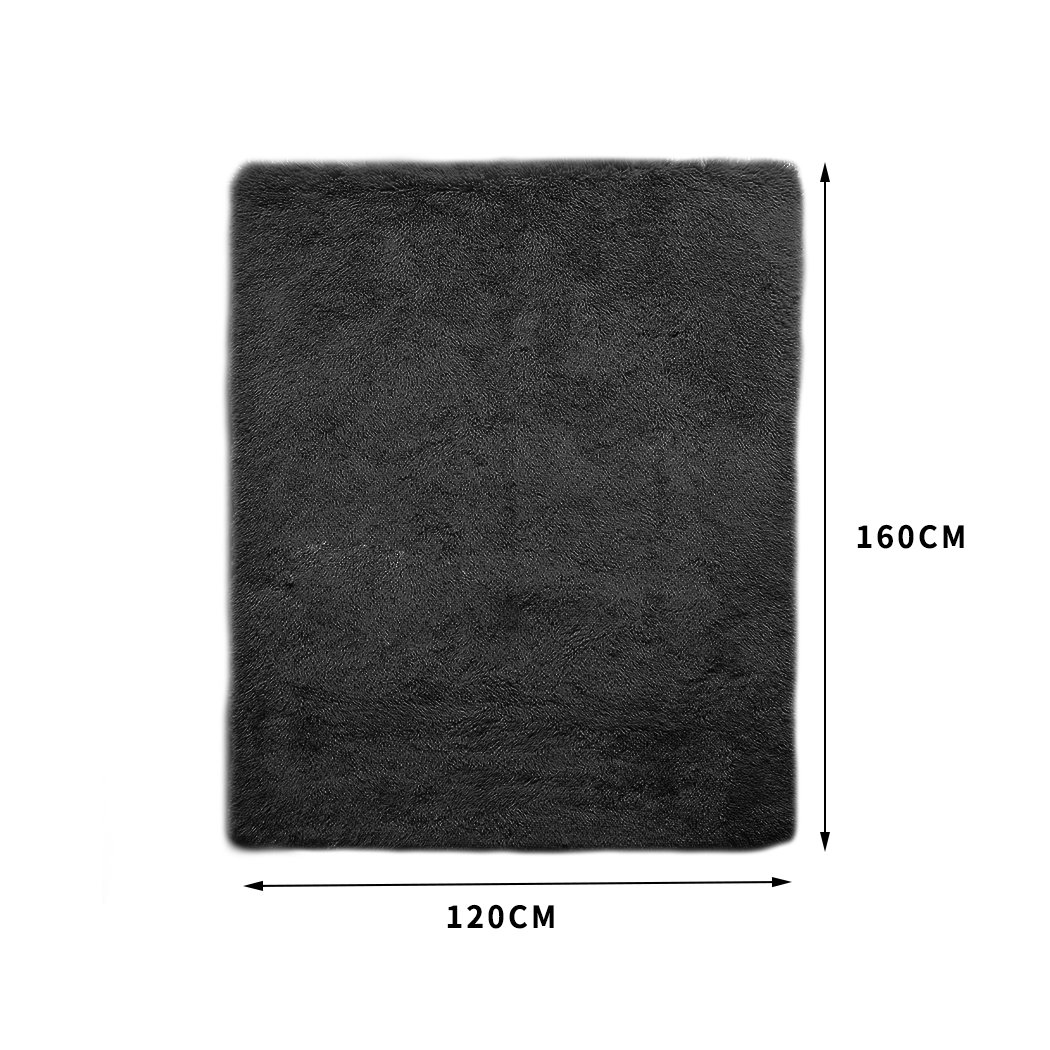 Designer Soft Shag Shaggy Floor Confetti Rug in black, showcasing its plush texture and stylish design, perfect for home decor.